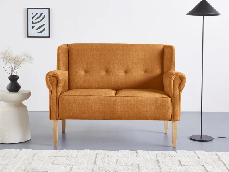 Home affaire Küchensofa Moro Couch mit Federkern, bequem, Breite 142cm, in verschiedenen Stoffen und Farben, Gelb, – Produktbild 2 von 5