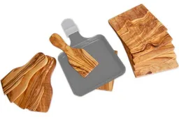 Olivenholz erleben Olivenholz erleben 6er Set Raclette-Schieber inkl. 6 Untersetzer – Produktbild 1 von 1