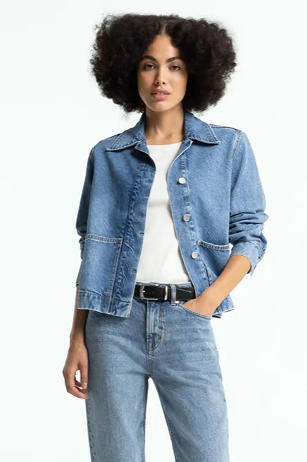 Kings Of Indigo Kings of Indigo Damen vegan Jacke Ota Cindy Mid Washed Blau, Blau, – Produktbild 3 von 4