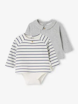 Vertbaudet 2er-Pack Baby Shirtbodys mit Kragen – Produktbild 1 von 1