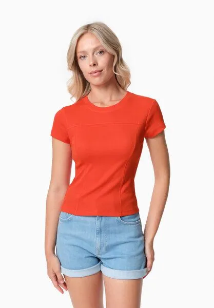 ORGANICATION ORGANICATION TILLDA | Rib T-Shirt aus TENCEL Modal und Bio-Baumwolle, Red hot, – Produktbild 1 von 4