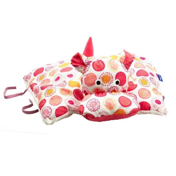 Flosinn Flosinn Kuscheltierkissen Nilpferd mit Teddyplüsch aus Baumwolle mit Schurwollfüllung, Rot orange aprikot, – Produktbild 1 von 6