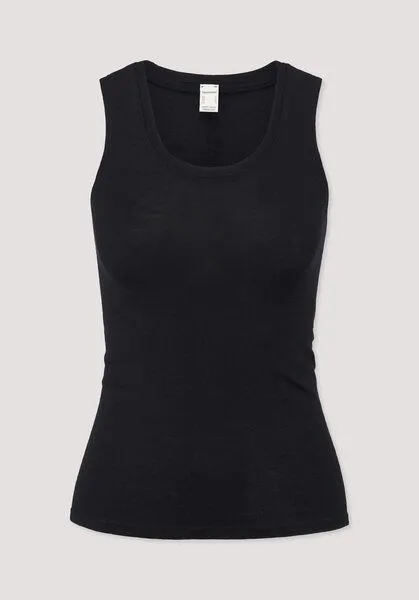 hessnatur hessnatur Tanktop PURE FUNCTION aus Bio-Merinowolle mit Seide, Schwarz, – Produktbild 3 von 4