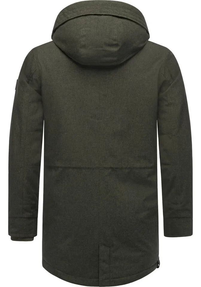 ragwear ragwear Kurzmantel Mr Smithem YOUMODO wasserdichte lange Herren Winterjacke mit Kapuze, Gelb|grün, – Produktbild 4 von 4