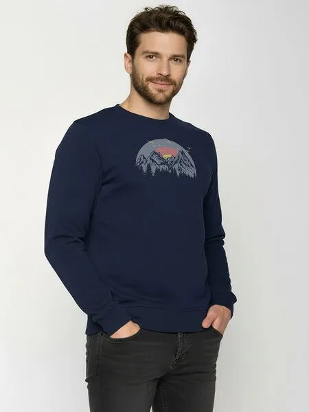 GreenBomb GREENBOMB Peak Circle Wild - Gemütliches Sweatshirt aus Bio-Baumwolle / hochwertiger Print / GOTS / Fair & Vegan, Blau (marineblau), – Produktbild 1 von 4