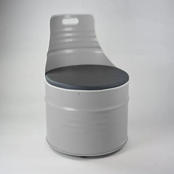 Lockengelöt Lockengelöt Sessel aus einem Hamburger Ölfass, Grau (gepulvert), – Produktbild 1 von 1