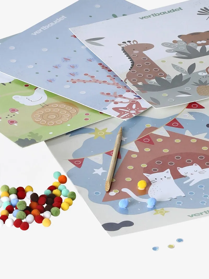 Vertbaudet Bastelset mit Pompon-Bildern für Kinder, Mehrfarbig, – Produktbild 3 von 3