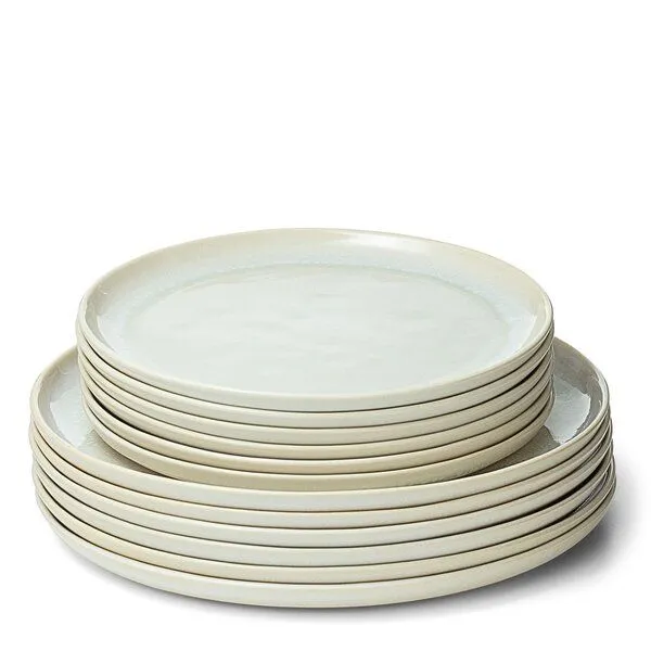 Econovo Econovo Geschirrset Keramikteller 12-tlg., Weiss-grau (weiss), – Produktbild 1 von 4