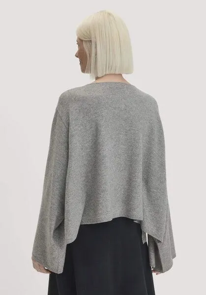 hessnatur hessnatur Strick Pullover Oversize aus Bio-Merinowolle mit Cashmere, Grau, – Produktbild 2 von 4