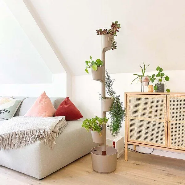 CitySens CitySens vertikaler Blumentopf mit automatischer Bewässerung 4 Blumentöpfe, Rinde-teak, – Produktbild 1 von 4