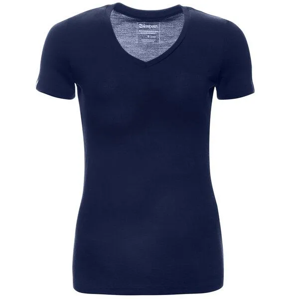 Kaipara - Merino Sportswear Kaipara - Merino Sportswear Merino Shirt Kurzarm Slimfit V-Neck 200, Blau, – Produktbild 1 von 2