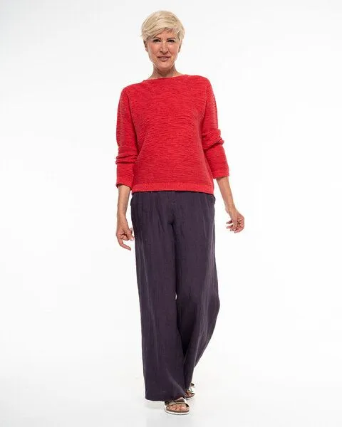Alma & Lovis Alma & Lovis Leichter Strickpullover aus Organic Cotton | Seamless Knit Sweater, Tango (rot), – Produktbild 2 von 4