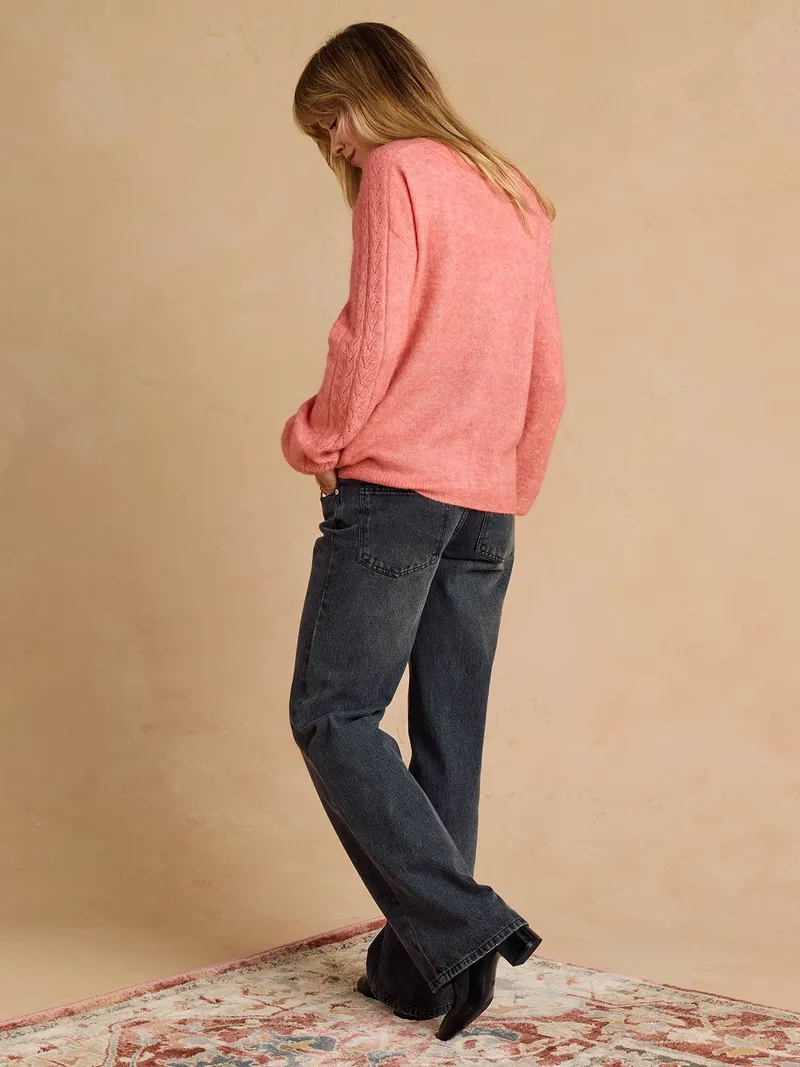 Envie De Fraise Strickjacke für Schwangerschaft & Stillzeit V-Ausschnitt Wolle-Mohair-Mix ENVIE DE FRAISE, Rosenholz, – Produktbild 3 von 4