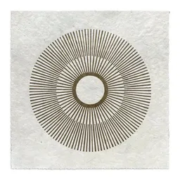Veskor Cassiopeia Veskor Cassiopeia CENTRAL SUN INVERTED Sonnen Linoldruck | 22 × 22 cm | Gold auf Naturweiß – Produktbild 1 von 1