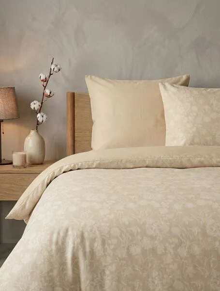 Nature by Adam Nature by Adam Bettwäsche 2tlg aus 100% Bio-Baumwolle - Made in Germany - Flower Cuveé Light, Beige, – Produktbild 1 von 4
