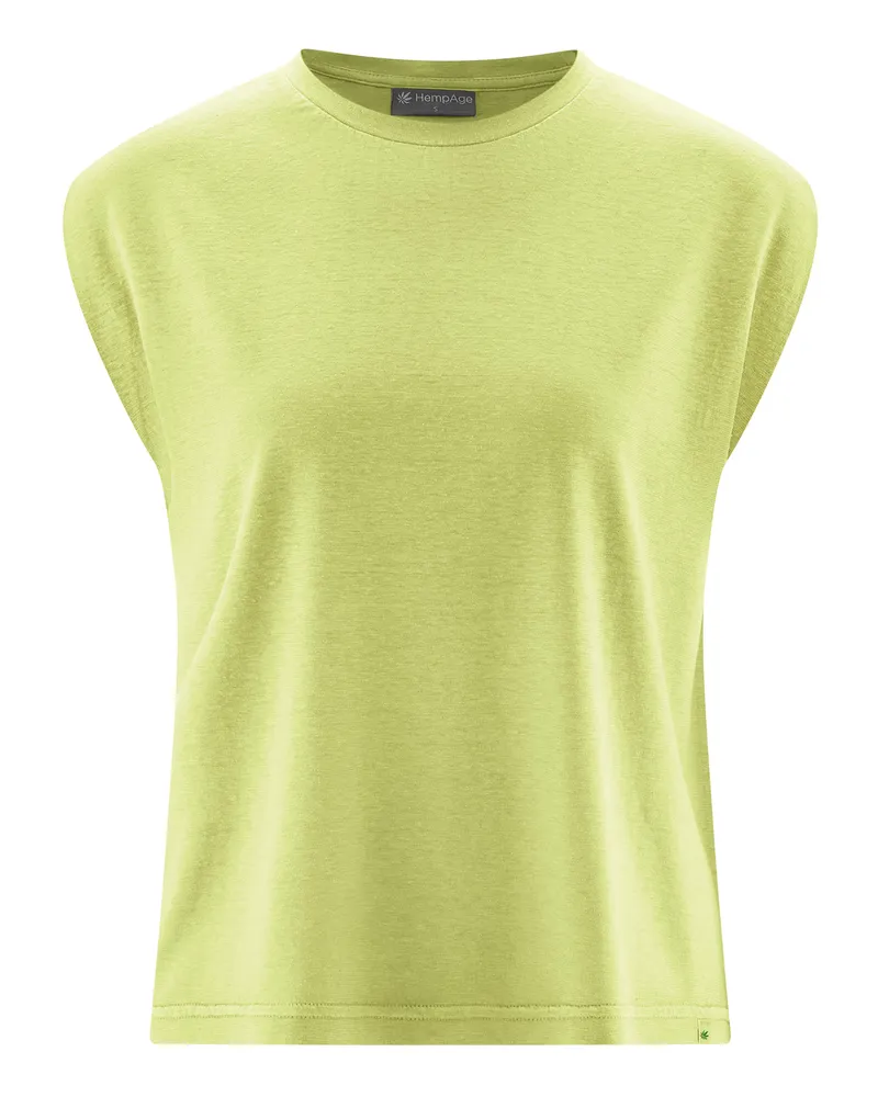 HempAge Hempage Damen vegan Ärmelloses T-Shirt Lind Grün, Grün, – Produktbild 1 von 2