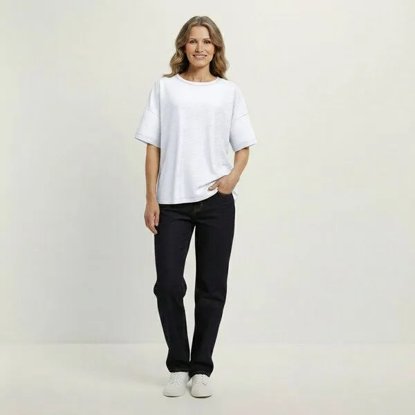 YTWOO YTWOO Oversized Slub T-Shirt Mid-Light, Weiß, – Produktbild 1 von 3