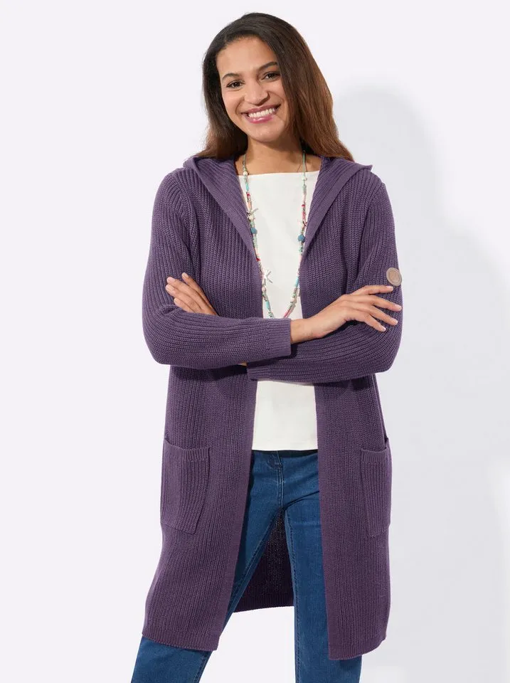 Witt Witt Strickjacke Strickmantel Langarm Ripp, Lila, – Produktbild 1 von 4