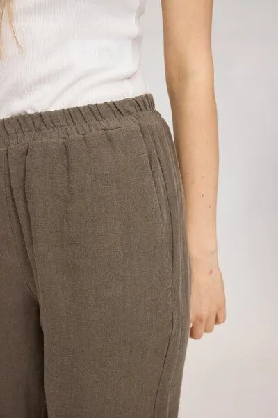 Mazine Mazine Hose - Straight Leg Linen Pants - aus 100% Leinen, Olive brown (braun), – Produktbild 3 von 3