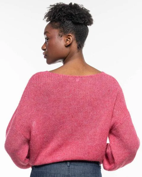 Alma & Lovis Alma & Lovis Leichter Pullover im Loose-Fit aus zartem Alpakastrick | Light V-Neck, Cherry (pink), – Produktbild 2 von 2