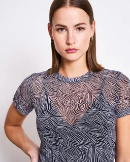 JAN N JUNE JAN 'N JUNE Damen vegan T-Shirt Mesh Evie Zebra Print – Produktbild 1 von 1