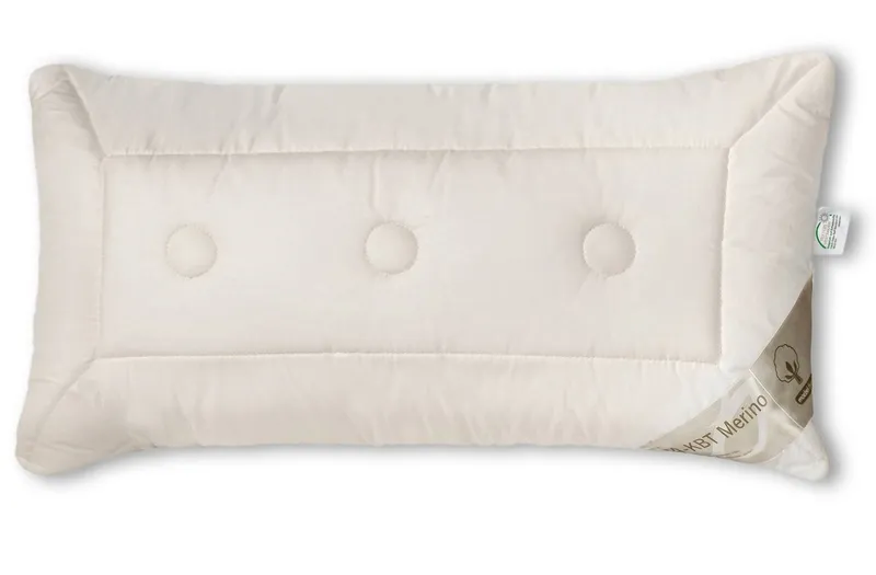 franknatur Kopfkissen Kissen Nadia-2, Füllung: 100% Schurwolle, Bezug: 100% Baumwolle kbA, Kopfkissen in der Höhe anpassbar, Beige, – Produktbild 1 von 5