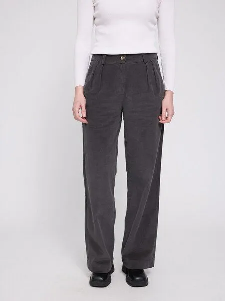 Mazine Mazine Damen "Pleated" Cordhose aus 99% Bio-Baumwolle und 1% Elasthan, Anthrazit, – Produktbild 1 von 4