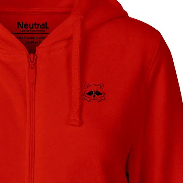 HANDGEDRUCKT HANDGEDRUCKT "Flauschspion" Frauen Zip Hoody Neutral, Red, – Produktbild 1 von 4