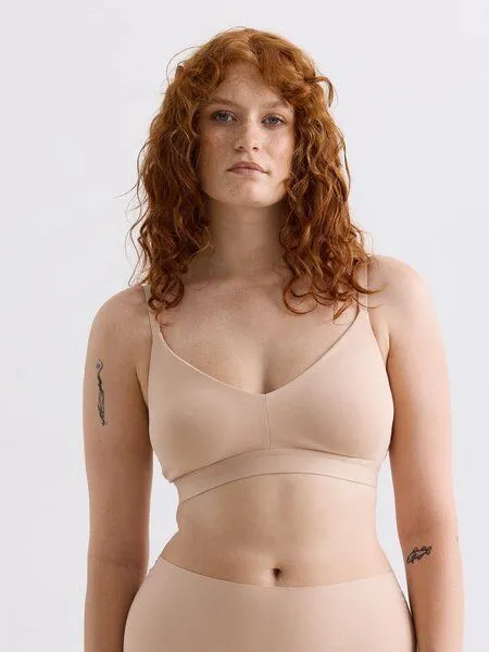 erlich textil erlich textil Casual Cotton Bralette mit herausnehmbaren Pads aus Bio-Baumwolle, made in Europe, Ton, – Produktbild 2 von 6