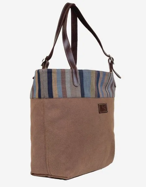 Dragolina Dragolina Shopper Miss Eve mit Webstoff der Pwo Karen, Hellbraun, – Produktbild 3 von 4