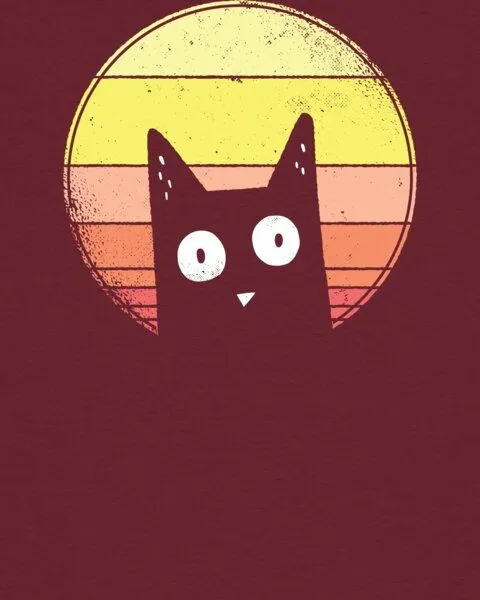 watapparel watapparel T-Shirt Frauen Sunset Cat, Burgundy, – Produktbild 3 von 3