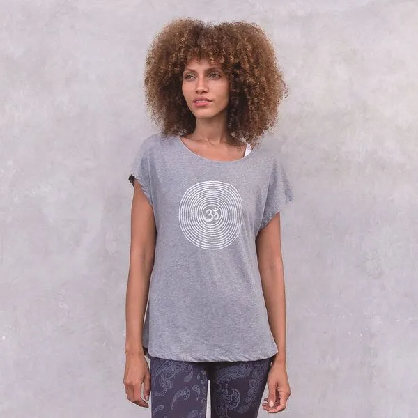 Jaya Jaya OM - Damen - loose cut T-Shirt aus 100% Biobaumwolle, Grey melange, – Produktbild 1 von 3