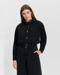 Kuyichi Kuyichi Damen vegan Denim Shirt Selina Schwarz – Produktbild 1 von 1