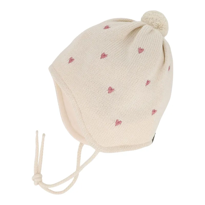 Maximo Maximo Winter-Strickmütze mit Bommel Herz-Stickereien, Natur, – Produktbild 1 von 1