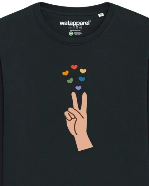 watapparel watapparel Sweatshirt Unisex Spread love, Black, – Produktbild 3 von 3