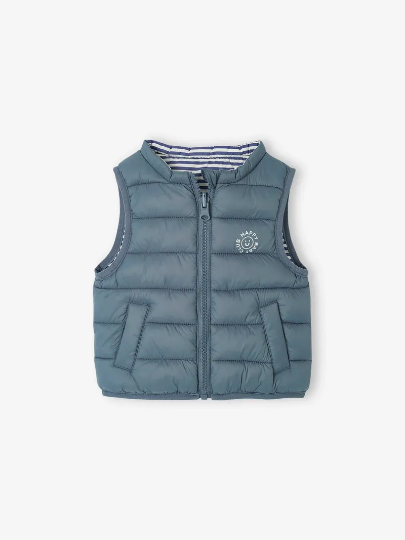 Vertbaudet Wendbare Baby Steppweste mit Reißverschluss, Graublau, – Produktbild 3 von 4