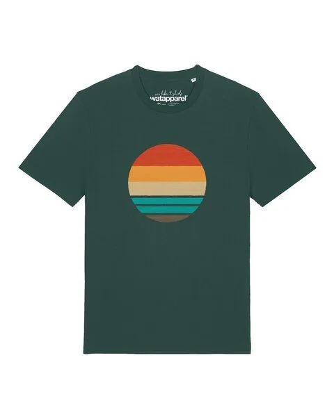 watapparel watapparel T-Shirt Unisex Retro Sunset Ocean, Glazed green, – Produktbild 1 von 2