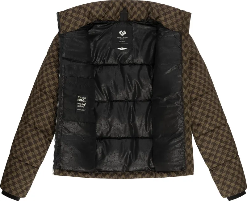 ragwear ragwear Winterjacke Serah Print wasserdichte Winter Steppjacke mit Hahnentritt Muster, Braun, – Produktbild 1 von 4