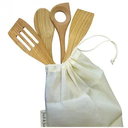 Biodora Biodora Kirschholz-Set – Kochlöffel & Pfannenwender – Inklusive Baumwollbeutel – Unverleimt – Nachhaltiges Geschenkset – Produktbild 1 von 1