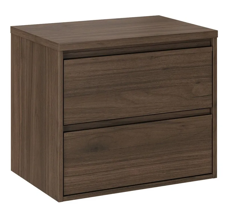Lomadox Waschbeckenschrank VERZUOLO-56-WALNUT 60 cm breit in Walnuss, wandhängend, grifflos, Braun, – Produktbild 1 von 5