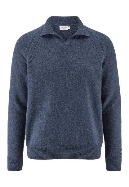 hessnatur hessnatur Strick Polo Regular aus Bio-Merinowolle mit Bio-Baumwolle, Mitternachtsblau, – Produktbild 3 von 4