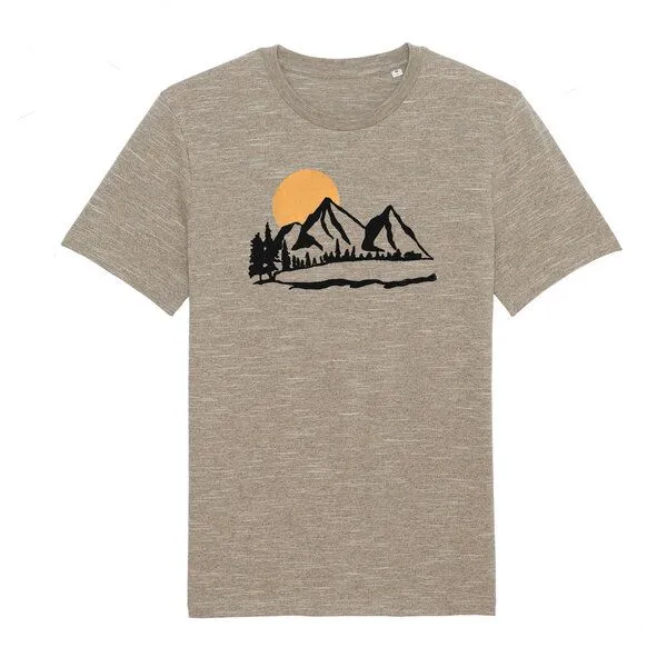 Spangeltangel Spangeltangel T-Shirt "Bergluft", nachhaltig, Herren - Natur Bio-Baumwolle Berge Bergsee, Beige, – Produktbild 1 von 2