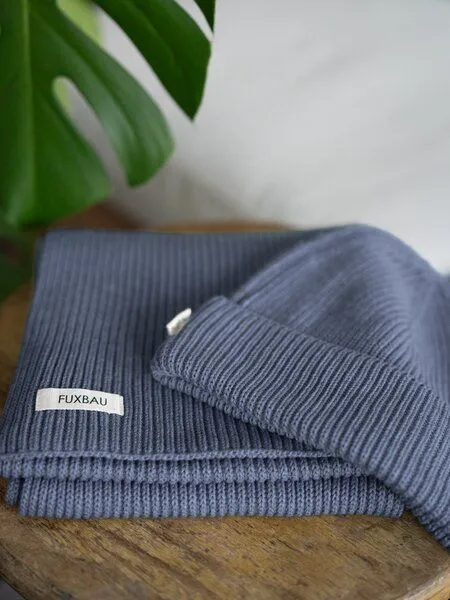 FUXBAU FUXBAU 4Seasons Strickschal, Blaugrau, – Produktbild 3 von 4