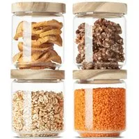 Econovo Econovo Vorratsgläser mit Holzdeckel | 500ml (Set 4-tlg.) | Kollektion Rund – Produktbild 1 von 1