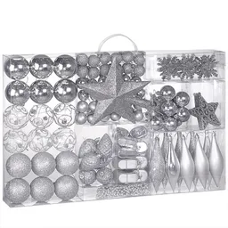 Casaria® Weihnachtskugeln Silber 102-tlg in matt glänzend & glitzernd – Produktbild 1 von 1