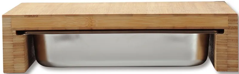 Kesper Kesper Schneidebrett mit Auffangschale, Bambus, Edelstahl 18/10, (1-St), Gastro-Norm 1/2 (325x265 mm), Beige, – Produktbild 4 von 5