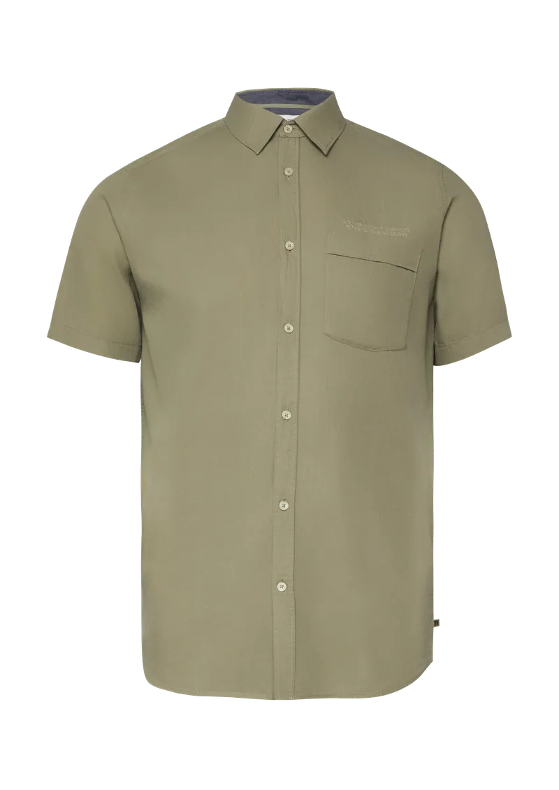 s.Oliver Regular Fit: Weiches Kurzarmhemd mit Stickerei, Olive, – Produktbild 1 von 4