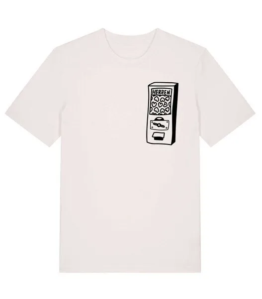 päfjes päfjes Der Herzen Automat - Kaugummiautomat - Fair Wear Unisex Bio T-Shirt, Natur, – Produktbild 2 von 3