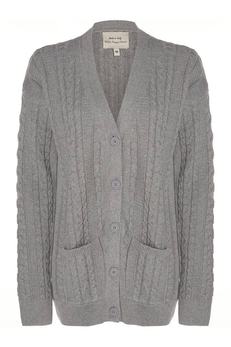 Will's Vegan Store Will's Vegan Store Damen vegan Strickjacke Grobstrick Grau, Grau, – Produktbild 1 von 2