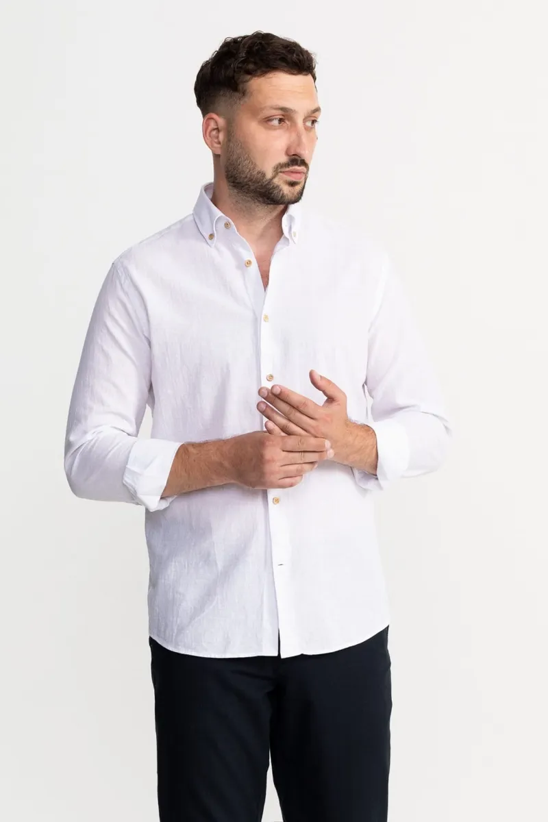 De IONESCU De IONESCU Herren vegan Hemd Godeanu, Weiß, – Produktbild 2 von 2